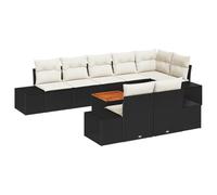 9 pezzi angolare in rattan sintetico moderno con contenitore Nero e bianco | Set Divano da Giardino con Archiviazione 9 Pezzi Nero e Bianco, Salotto Outdoor Moderno con Cuscini, Tavolino Mobiletto,
