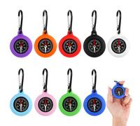 9 Pezzi Bussola Bambini Piccola, Multicolore Bussola Impermeabile Portatile, Mini Bussola Portachiavi, Moschettoni per Bussola, Bussola Tascabile per Attività all'Aperto, Escursioni e bambini