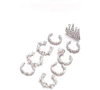 9 pezzi Clip per le orecchie Orecchini per polsini dell'orecchio della Boemia Orecchie non forate Orecchini per orecchini di cristallo di perle d'imitazione per le donneBellissimo design