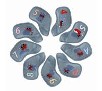 9 Pezzi Copri Testa Golf Copri Mazze Iron Cover Set Custodia Protettiva in Pelle PU con Imbottito Cuciture Resistenti Numeri Frontali Adatta a, color to 1