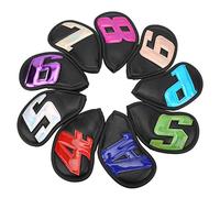 9 Pezzi Copritesta Mazzette da Golf Impermeabili in PU, Numerati 4-9 P S A, Protezione per Ferri con Interno Imbottito e Chiusura a (Nera)