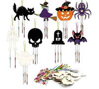 9 Pezzi Decorazioni Per Campanelli Eolici Di Halloween Diy Decorazione Halloween Campanelli Eolici In Legno Halloween Craft Set Bambini Bomboniere Per Halloween Giocattoli