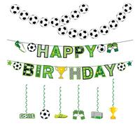 9 Pezzi Decorazioni per Feste di Calcio, Banner di Buon Compleanno di Calcio, Cartellino a Spirale per Calcio, Adatto per Forniture per Feste a Tema Sportivo per Feste di Calcio