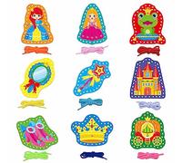 9 Pezzi di Carte da Infila per Bambini, Carte da Cucito a Doppia Faccia in 9 Carte a Tema Principessa con 9 Lacci Colorati, Giocattoli di Infila per Sviluppo dell'Immaginazione per Attività Educativa