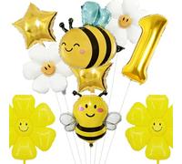 9 pezzi di decorazione per compleanno con api, decorazione per compleanno con palloncini api, decorazione per compleanno di 1 anno con ape e margherita, palloncino in pellicola dorato