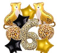9 pezzi di decorazioni per feste di compleanno con tema Leopardo Bestia, decorazione per il 6° compleanno per ragazzi e ragazze, palloncini leopardo in pellicola, palloncini gattopardo per la