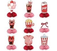 9 pezzi di She's Ready to Pop per capelli da festa, decorazioni per baby shower con ciliegia in cima, centri di tavolo per il rivelamento del genere con design di soda pop e popcorn