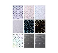 9 Pezzi di Stelle Colorate Adesivi per Nail Art Decalcomanie Autoadesive Argento Forniture per Unghie Design per Nail Art Accessori Decorativi