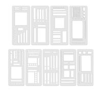 9 pezzi di stencil per Bullet Journal fatti a mano, strumento di progettazione di stencil flessibile, accessori per journaling, set di sagome con quadrati, linee per pianificatore, righe e