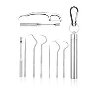 9 Pezzi Di Stuzzicadenti In Metallo, 1 Pezzo Di Moschettone, Set Di Stuzzicadenti In Acciaio Inossidabile, Pratici Stuzzicadenti, Riutilizzabili, Strumento Per La Pulizia Dei Denti