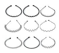 9 Pezzi Fasce in Metallo Multi-Style Fasce Ondulate Elastiche, Antiscivolo Sport Capelli Hoop Band, Fascia in Metallo Uomo, Metallo Cerchietto per Donne