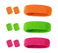 9 Pezzi Fasce per il sudore Polsino Sportivo, Sport Fasce Capelli Anni '80 '90 Fascia Capelli Elastica Antiscivolo con Polsini per Fascia per Yoga Tennis Palestra