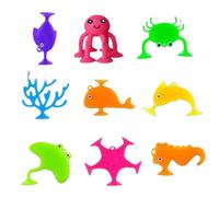 9 pezzi giocattoli di aspirazione, giocattoli morbidi da bagno in plastica oceano aspirazione senza buco giocattolo da bagno, regali per per finestre sensoriali per bambini bambini per bam
