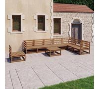 9 pezzi LG. Set salotto da giardino marrone miele, legno massello di pino, mobili per esterni robusti per terrazze, balconi, rilassanti