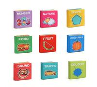 9 pezzi Libri sensoriali in tessuto per l'educazione precoce dei bambini, libri in stoffa Montessori a tema cognitivo, resistenti agli strappi e lavabili, adatti per il ritorno a scuola, Ognissanti, N