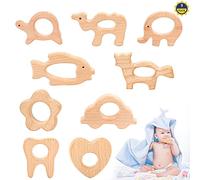 9 Pezzi Massaggiagengive In Legno Naturale Montessori - Giocattoli Per Bambini, Sollievo Dal Dolore Dentizione