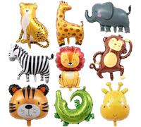 9 Pezzi Palloncini in Foil Animali Giungla, Safari Palloncini, XXL leone Tigre Giraffa Coccodrillo Zebra Scimmia Palloncini in Pellicola, Festa A Tema Safari Nella Giungla per Bambini Compleanno