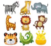 9 pezzi Palloncini in foil animali giungla, XXL leone tigre elefante palloncino, animali della foresta giraffa palloncini, Gigante coccodrillo zebra scimmia safari palloncino per bambini compleanno