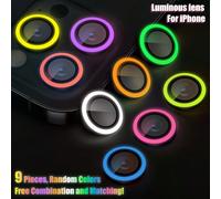 9 pezzi Pellicola protettiva per obiettivo fotocamera che brilla al buio compatibile con iPhone 17 Pro Max/17 Air/16 Pro Max/16E/15 Pro Max/14/13/12/11 Series, 9 colori casuali, luminoso e brillante,