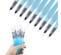 9 Pezzi Pennarelli ad acqua in plastica,Water Brush pennello con serbatoio riempibile,Pennello Serbatoio dell'acqua,Set penne pennello,per Acquerelli,pittura,principianti