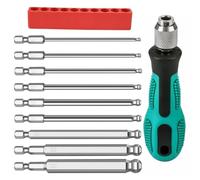 9 Pezzi Set Cacciaviti Professionali Brugole Calamitati, Cacciavite con Punte a Testa Sferica Magnetiche H1.5-H10 in Acciaio con Impugnatura Blu, per Avvitatori Elettrici e Uso Manuale