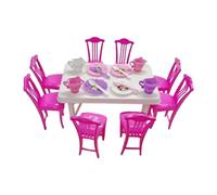 9 Pezzi Set da Pranzo in Miniatura con Tavolo da Cena Sedie E Mobili per Bambole Arredamento in PP Robusto Adatto per Decorazione della Casa delle Ba