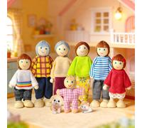 9 pezzi Set di figure in legno caldo, include figure umane e animali domestici, decorazioni da tavolo per la casa, accessori per la decorazione del soggiorno, bomboniere per feste, accessori per la de