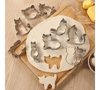 9 pezzi Set di formine per biscotti a forma di animali in acciaio inossidabile - Tema gatto, stampi per biscotti fai-da-te - Strumenti versatili per la cucina e l'artigianato per dolci natalizi e di O