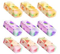 9 Pezzi Set di Gomme da Cancellare per Bambini, Colorate Gommine Profumate di Frutta, Al Profumo Di Anguria, Uva, Arancia Con Precisione, per Scrittura Quotidiana, Pittura, Compiti a Casa