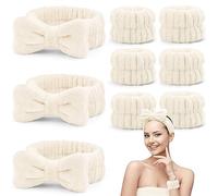 9 Pezzi Set Fasce e Polsini, Fascia for Lavare il Viso for Trucco Fascia Elastica for Polso - Fasce for la Cura della Pelle Fuzzy Spa Fascia for Capelli for Donna Trucco Capelli Lavaggio Viso Doccia /