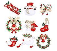 9 Pezzi Spilla di Natale Pin di Neve Set con Decorazioni Natalizie in Cristallo di Strass