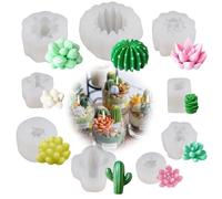 9 Pezzi Stampi In Silicone Per Candele, Stampi In Silicone Per Piante Grass, Resistente al Calore, Facile da Rilasciare, Senza BPA per Artigianato, Candela Profumata, Sapone, Cioccolato Eccetera