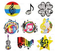 9 Pezzi Toppe Ricamate Termoadesive a Tema Musicale, Patch musicale, Note Musicali, Violoncello, Giradischi, Toppe per Vestiti, Giacche, Borse, Cappelli, Applique per Cucire o Applicare con Ferro
