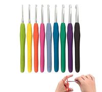 9 Pezzi uncinetti in diverse misure, aghi di crochet, Uncinetto da 2-6MM Uncinetti in alluminio Manico in gomma Aghi per uncino Ferri da maglia extra lunghi con impugnatura ergonomica morbida