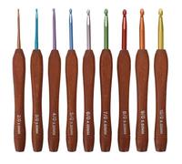 9 Pezzi Uncinetto Manico Legno, Impugnatura Ergonomica Uncinetto, Crochet Hook, Uncinetto per Mani Artritiche, Strumento Uncinetto, 2 mm~6 mm, per Principianti