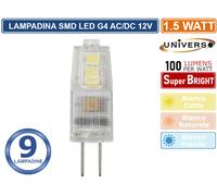 9 PEZZI UNIVERSO LAMPADINA LED SMD G4 1.5W AC/DC 12V 150 LM 3000K-4000K-6500K