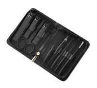 9-Piece Stainless Steel Black Nail Clippers Set Eyebrow Clip Tweezers Large Opening Home Manicure Tool,15pcs Set Red,A (9pcs Set Black A)