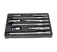 9 Piece Wobble Extension Bar Set, 1/4 in 3/8 in 1/2 in Drive Socket Extensions with Adjustable Universal Joint, Rust Resistant Chrome Vanadium Steel, for Automotive Repair and DIY
