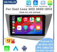 9 pollici Auto Senza Fili Carplay Android Auto Per SAT Leon MK2 2005-2012 Per La Guida A Sinistra DSP WIFI FM RDS IPS Android 14 GPS Auto Lettore Video Multimediale