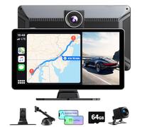 9 Pollici Schermo Carplay Auto per Apple Car play e Android Auto Wireless, Schermo Per Auto con Dash Cam 4K/Telecamera Posteriore HD 1080P/Bluetooth/FM/AUX/64G TF/Mirror Link/Assistente Vocale/GPS