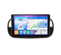 9 Pollici Senza Fili Autoradio 2 din Android 14 per Fiat 500 2007-2015 con Car Play senza fili Telecamera Posteriore Comandi al volante Bluetooth GPS(Black,X200(4+32G))