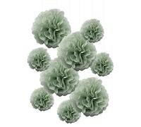 9 pompon di carta velina verde polvere verde salvia fiori boho rustico da appendere sfondo decorazione per compleanno, matrimonio, baby shower, verde botanico neutro, vivaio selvaggio safari party