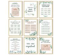 9 poster motivazionali per la salute mentale e la terapia dell'ansia, poster motivazionali per psicologo consulente, citazioni positive, decorazione da parete per aule, per casa e ufficio, 20 x 25 cm