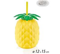 9 PZ BICCHIERE ANANAS CANNUCCIA FESTE PARTY Smoothie DRINK SUCCHI Cocktail 15 cm