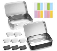 9 Pz Scatola di Latta in Metallo, Scatola di Metallo Rettangolare, Contenitore Tin con Coperchio, Scatole per Porta Oggetti Caramelle Orecchini Chiavi Monete(Nero, Argento, 9.7 x 6.3 x 2,1 cm)