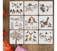 9 Pz Stencil per Pittura, Stencil Muro, Uccelli Tema Stencil da Disegno, Stencil per Pareti, Stencil da Pittura per Parete Mobili, Stencil per Disegni Artigianato DIY Decorazione Riutilizzabili