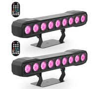 9 RGBW LED Wall Washer Luce da Palcoscenico 60W, Effetto Barra Luminosa Spotlight con Telecomando DMX512 Stroboscopio Luce per Feste per Matrimonio DJ Outdoor Natale 2 pezzi