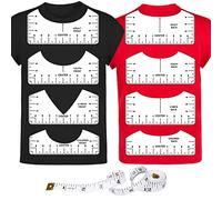 9 righelli con guida al centro in vinile trasparente scollo a V/righello rotondo in PVC per allineamento pressa termica bambini adolescenti adulti misura anteriore e posteriore 25,4 cm