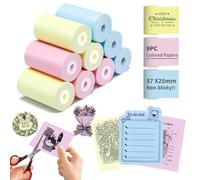 9 Rotoli Carta Termica, Carta Colorata per Mini Stampanti Ricevute, Stampante Portatile Bluetooth, Carta per Mini Stampanti Termiche, 3 Colori Carta Non Adesiva, Regalo per Bambini
