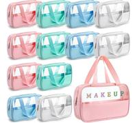9 sacchetti per trucchi traslucidi, per donne, uomini, impermeabili, portatili, con manici sospesi, borsa da viaggio, borsa da viaggio, 10,2 x 6,3 x 2,8 pollici